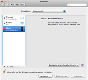 iPhone Tethering auf MAC OS X via Bluetooth
