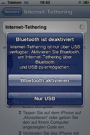 iPhone Tethering auf MAC OS X via Bluetooth 
