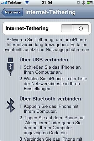 iPhone Tethering auf MAC OS X via Bluetooth